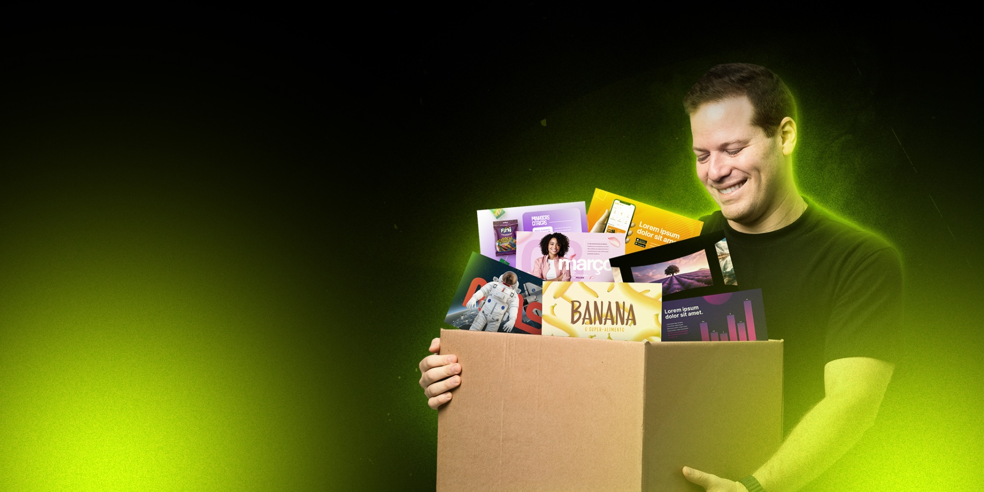 Dani Schweller segurando a caixa do Superpack PPTreta